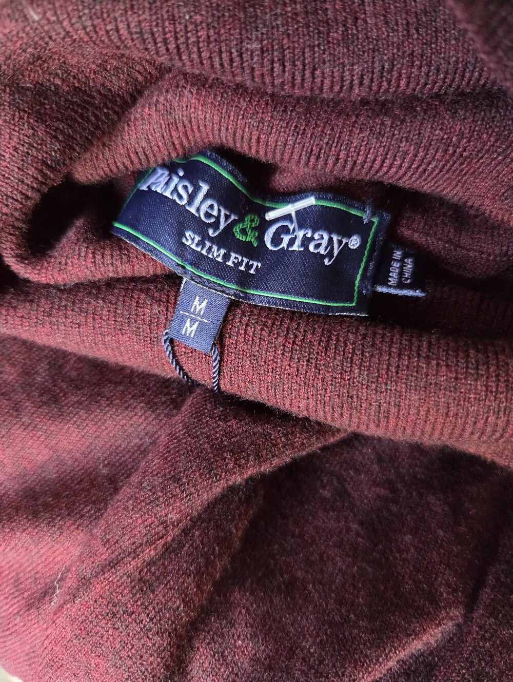 Paisley & Gray Fine Gauge Turtleneck Light Sweater Men's Medium Burgundy NWT - Picture 5 of 6